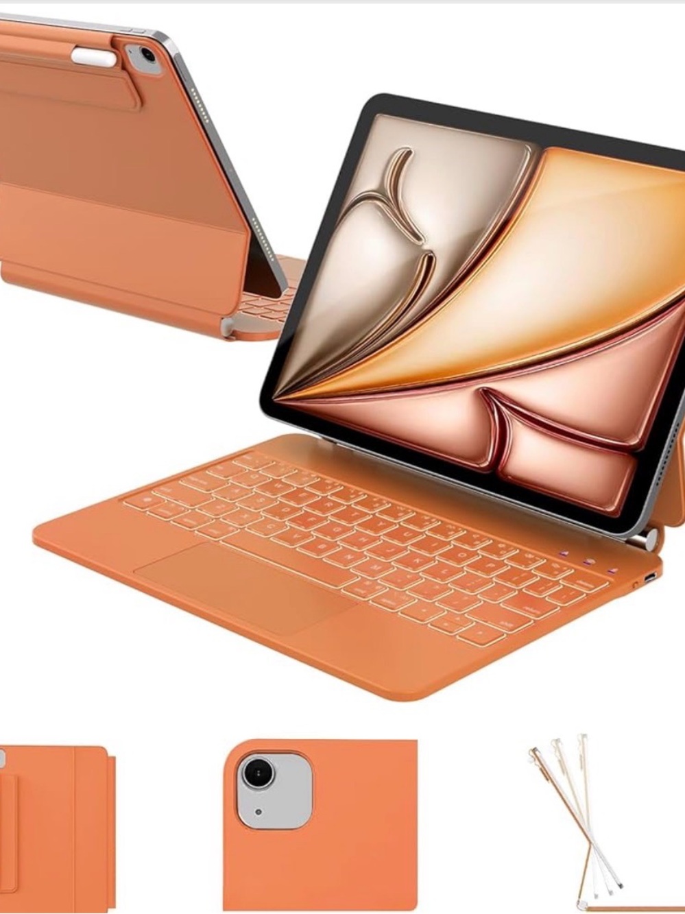Raymcraft iPad 11” case with keyboard magic orange